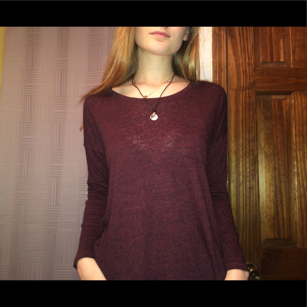 Old Navy maroon/black boyfriend pocket long sleeve